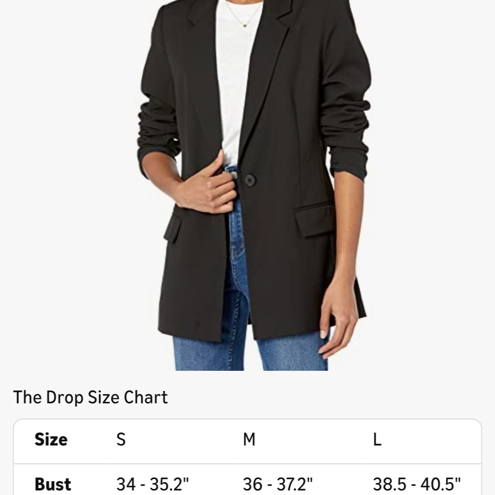The Drop Women's Blake Long Blazer S Black NWT Retail $75 - Picture 7 of 10